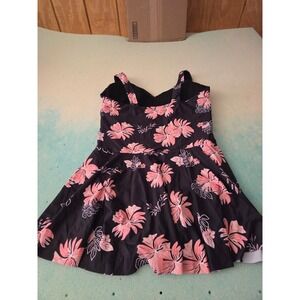 Yonique Womens Pink Floral Swim Dress One Piece Swimsuit Black XXL NWT